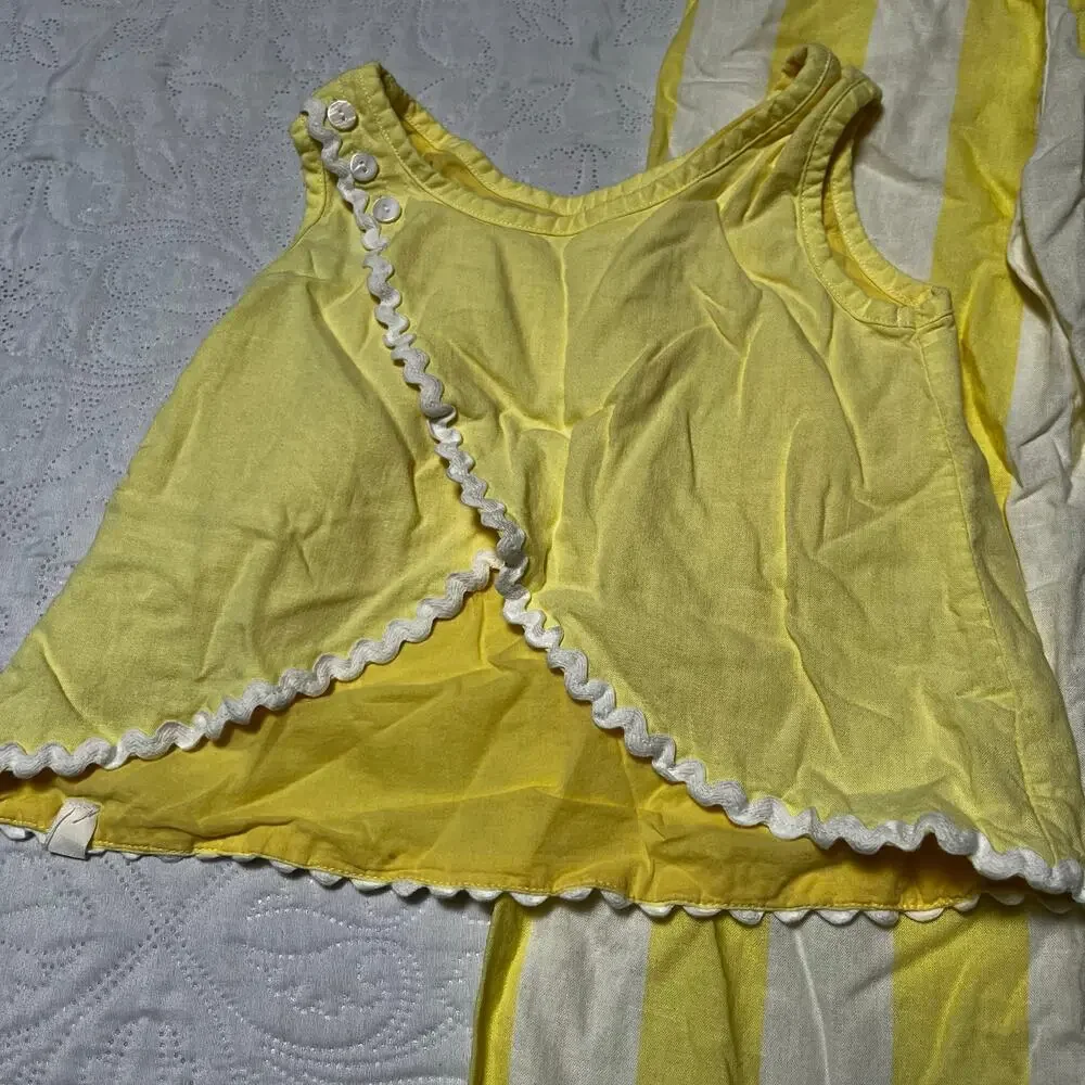 Love & Grow Lemon Stripe Bamboo Linen Pant Set Size 8